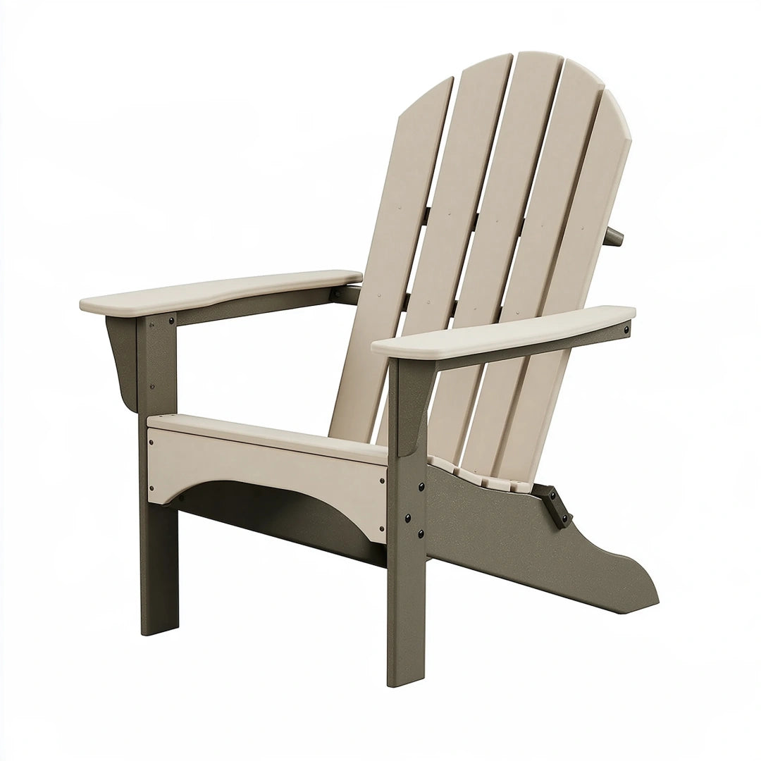 Gartenstuhl 80 x 75 x 100 cm aus Kunststoff in Beige Grau im Adirondack-Stil