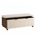 Sitzbank 120 x 45 x 50 cm mit Stauraum - Holz Beige gepolstert klassisch