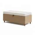Sitzbank mit Stauraum 120 x 45 x 48 cm beige Stoff gepolstert