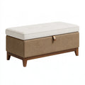 Aufbewahrungsbank 100 x 45 x 47 cm Stoff Beige Braun gepolstert mit Stauraum