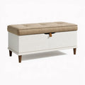Sitzbank 100 x 40 x 48 cm Textil Beige Weiß mit Stauraum Modern