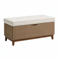 Aufbewahrungsbank 100 cm Beige Braun Stoff Holz - gepolsterte Sitzbank mit Stauraum