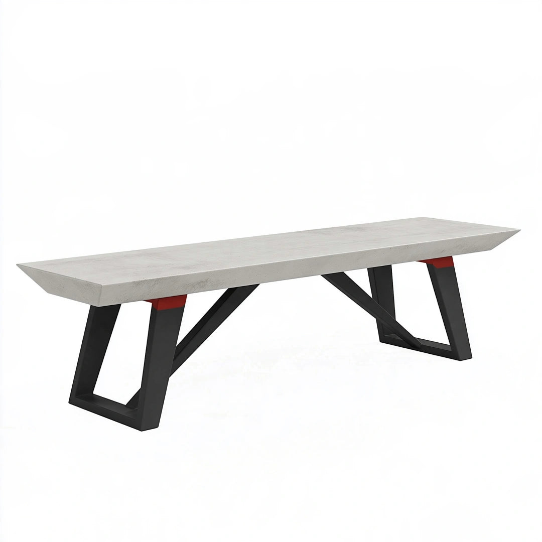 Sitzbank 180 x 40 x 45 cm Beton Stahl Schwarz Grau Industriestil