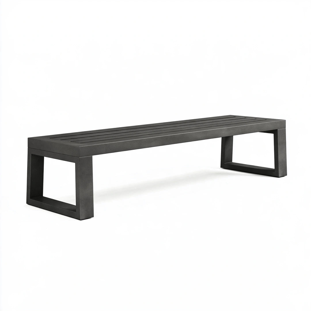 Gartenbank 180 x 40 x 45 cm Metall Anthrazit mit Lattenfläche im modernen Stil