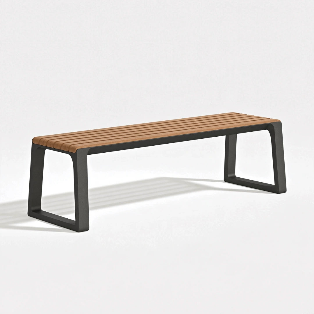 Sitzbank 120 x 40 x 45 cm Holz und Metall Braun Schwarz im modernen Stil
