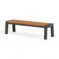 Gartenbank 150 x 40 x 45 cm Holz und Metall Schwarz Naturbraun - Lamellensitzbank