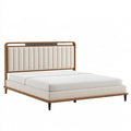 Polsterbett 160 x 200 cm Beige Braun mit Holzrahmen modernes Bettgestell