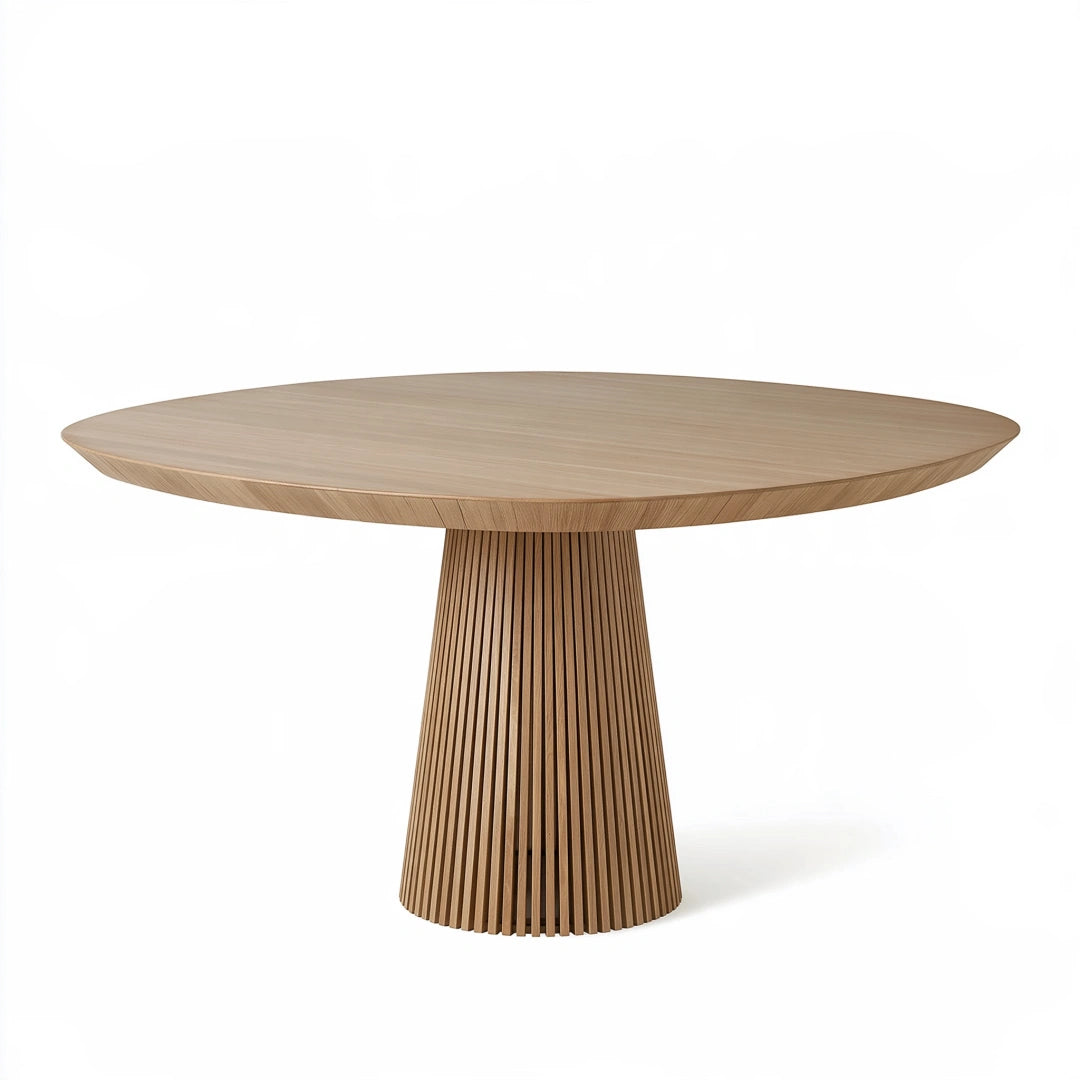 Esstisch 180 x 100 x 75 cm Holz Natur Oval mit geriffeltem Säulenfuß