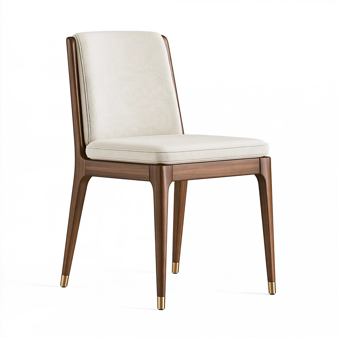 Esszimmerstuhl 48 x 56 x 92 cm Holz Textil Beige Braun gepolstert